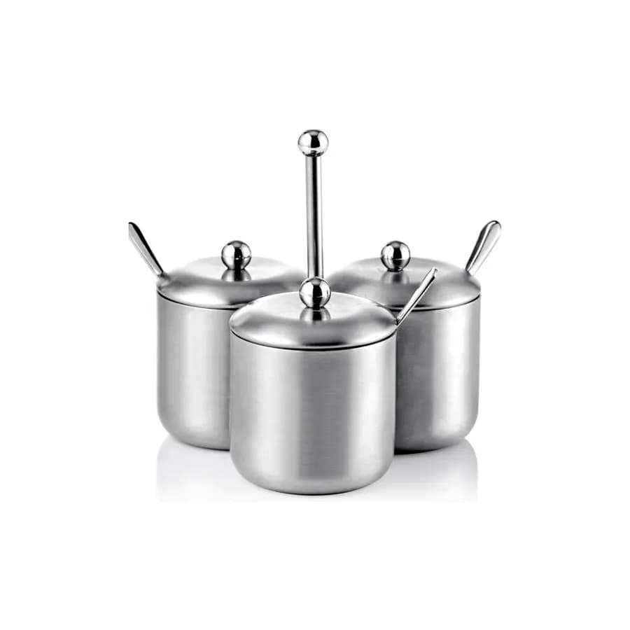 Ensemble De Pots À Épices En Acier 3 Pièces Groovy