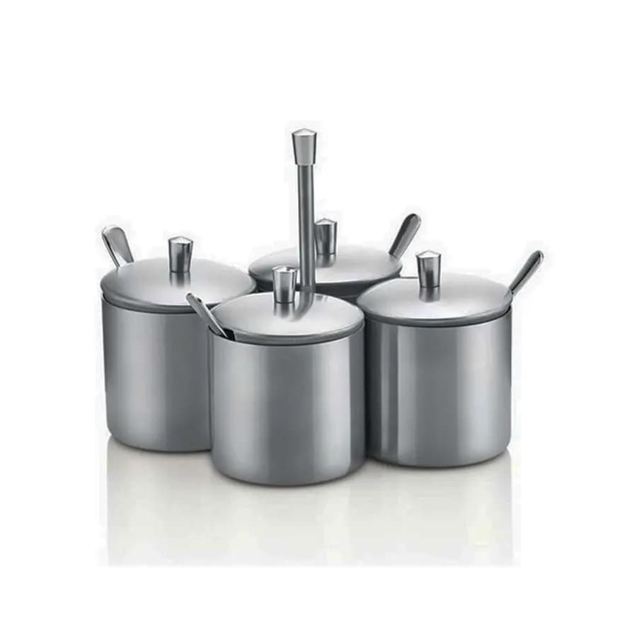 Ensemble De Quatre Pots À Épices En Acier
